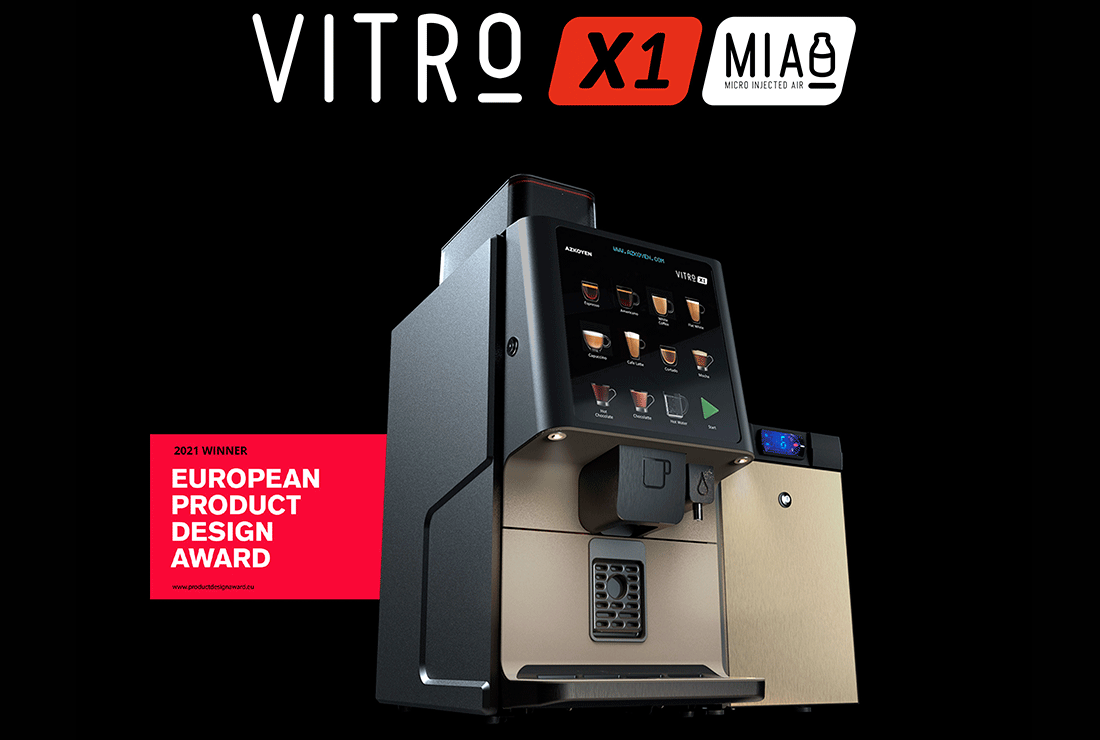 Die Gewinner des European Product Design Award zeichnen Azkoyen für das innovative Design der erfolgreichen Kaffeemaschine Vitro X1 aus